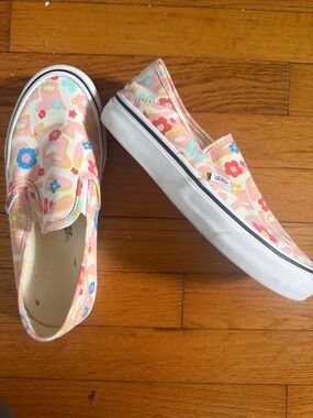Vans Pink Floral Canvas Slip-On Sneakers